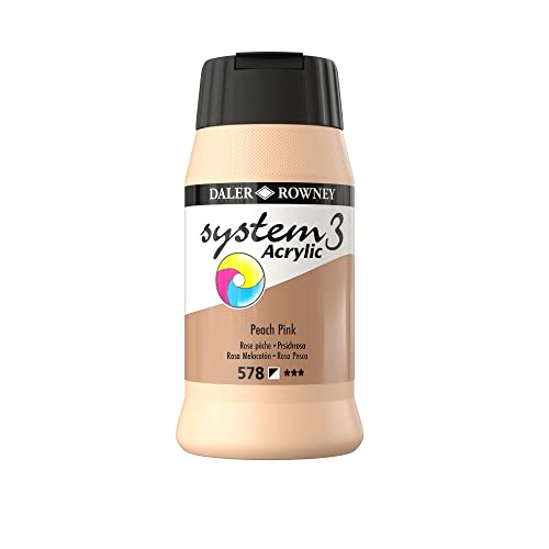 Daler-Rowney System3 Acrylic Paint, Plastic Pot, 16.91oz - 500 ml, Peach Pink