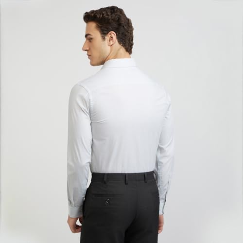 Image of Raymond Men's Pure Cotton Stripe Pattern Slim Fit Semi Cutaway Collar Full Sleeve Formal Shirt