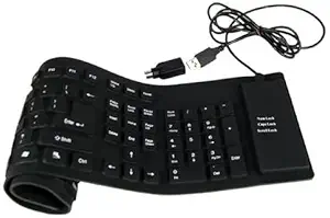 AADCART USB Flexible Foldable Keyboard Silicon for Sony PS2 Computer Laptop PC Black