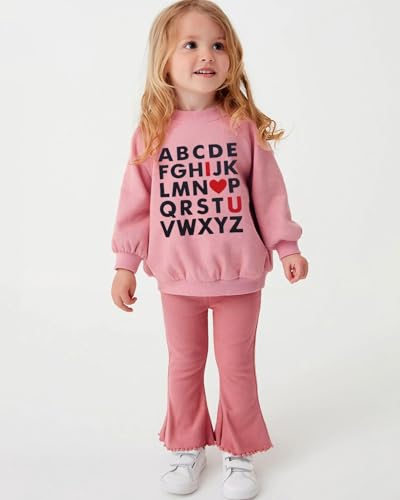 Toddler Boy Girl Sweatshirt ABC Alphabet I Love U Pullover Valentine Outfit Kids Heart Long Sleeve Shirts 2-7T2