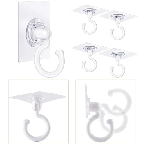 JRJRN 9 Stück Deckenhaken Transparent - Selbstklebend & Drehbar Ohne Bohren