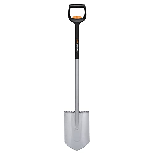 Fiskars Teleskop-Spaten für schwere, steinige Böden, Spitz, Länge: 111 - 130 cm, Verstärktes Borstahl-Blatt, Schwarz/Orange, Xact, 1066732