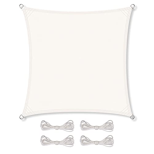 CelinaSun Sonnensegel wasserdicht inkl Befestigungsseile Premium PES wasserabweisend imprägniert Quadrat 2 x 2 m weiß