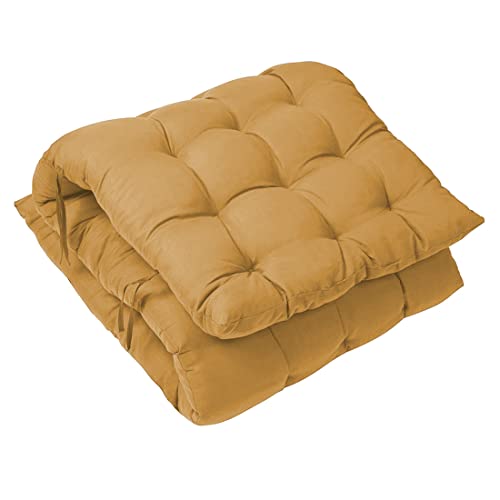 Image of Super Comfy Long Rocking Chair Cushion /Bench Back Seat Pad Cotton Handmade Quilts (Beige -18 x 50 Inch)