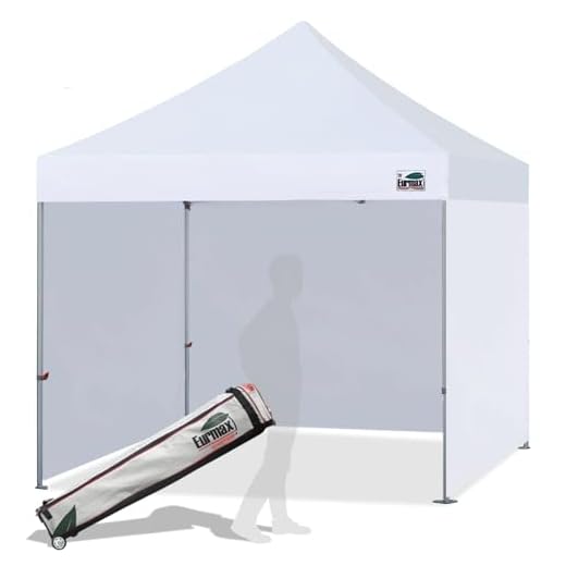 Eurmax USA Premium 10'x10' Ez Pop-up Canopy Tent Party Tent Commercial Instant Canopies Shelter with Removable Sidewalls with Wheeled Carry Bag Bonus 4 Sand Bags(White)