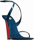 CAGLGLZ Wedge Sandals for Women Strappy Wedge Heels Pointed Open Toe Heeled Sandals Buckle Ankle Strap Heels Sexy Wedding Dress Heels Shoes(red,8)