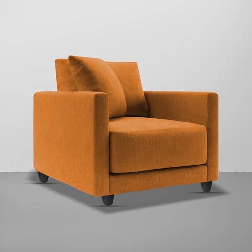 Image of Casaliving Dominic 1 Seater Sofa Set for Living Room (Orange Fabric) Premium Fabric Sofa
