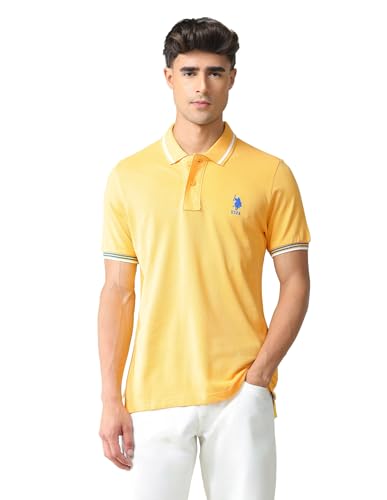 Image of U.S. POLO ASSN. Solid Slim Fit Polo T Shirts for Men - 100% Cotton, Half Sleeves Mens Tshirt