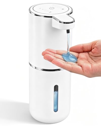 DONASIRA Automatic Soap Dispenser Touchless, USB Rechargeable Hand Soap Dispenser, 4 Adjustable Soap Levels, IPX5 Waterproof, 12.8oz/380ml, Countertop or Wall Mounted for Bathroom and Kitchen, White