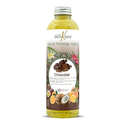 déliktess® - huile de massage végétale 200 ml + 1 bouchon verseur offert - Naturelle &...