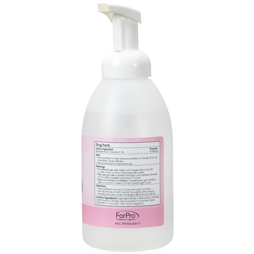 Image of ForPro Alcohol-Free Foaming Instant Hand Sanitizer, 20 Fl Oz (Pack of 6) - Moisturizing, Dye-Free Formula, Vanilla Sugar Bliss Scent