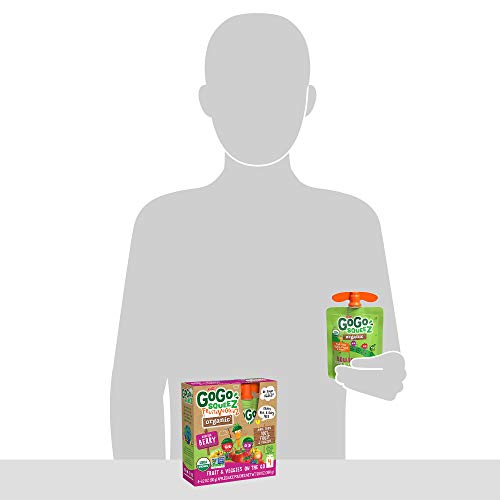 Gogo Squeez Organic Fruit & Veggiez, Apple Mixed Berry Carrot, 3.2 Ounce (4 Pouches), Gluten Free, Vegan Friendly, Unsweetened, Recloseable, Bpa Free Pouches #TOP7