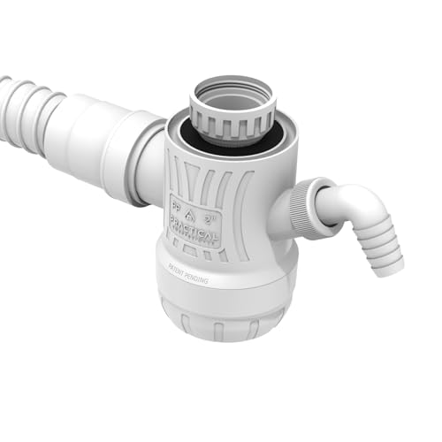 P-Trap for Kitchen Sink – Space-Saving Design, Fits Standard Sinks, Connects to 1.5” or 2” Drainage, Includes 2” Pipe, Cut-to-Fit Flexible Pipe & Dishwasher Inlet (Universal)