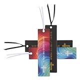 FOMIYES 4 Stück Biblische Lesezeichen Christliche Buchzeichen mit Farbigen und Schwarzen Kreuzen Robustes Material Kompakt für Schüler und Gemeindebüro Religiöse Seitenmarkierung