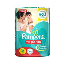Pampers New Diapers Pants, Small, 60 Count