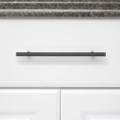 Image of South Main Hardware Euro Bar Cabinet Handle (3 /8 inch Diameter), 8.69 inch Length (6.31 inch Hole Center), Oil Rubbed Bronze, 10-Pack