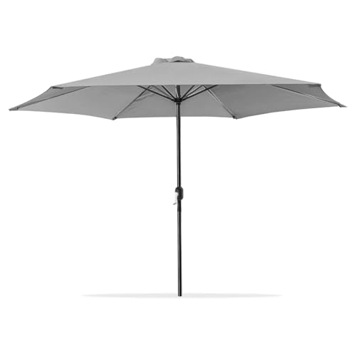 Acomoda Textil – Sombrilla de Jardín con Forro Anti UV. Parasol de Aluminio con Manivela, Toldo Octogonal Ø 3 M para Patios y Terrazas 244 x 300cm. (Gris)