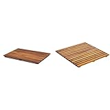 AsinoX Doccia Legno Marrone Grigliato Tarima de Ducha y baño, marrón
