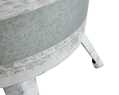 Farmhouse Round Coffe Table Rustic Distressed Metal Accent Cocktail Table, 24 Inch Round Coffee Table Side Table With Storage And Wood Top (White) #TOP5