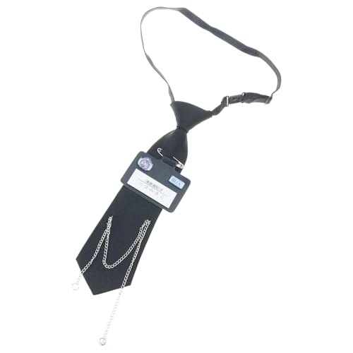 HAISENG Pin con nombre de prendedor, corbata preatada con cadena, uniforme escolar, corbata ajustable, accesorios para mujeres y hombres, corbata preatada, Negro, Talla única