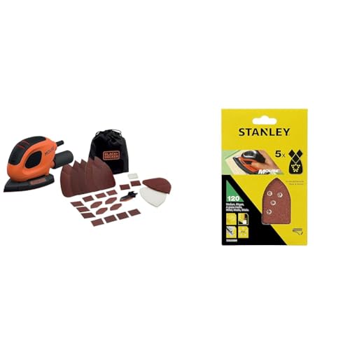 BLACK+DECKER BEW230BCA-QS Ponceuse de détail Mouse filaire - 55W - Plateau Delta de 130 x 91 mm &...
