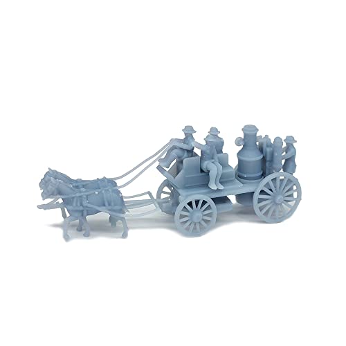Véhicule de pompier miniature tiré par des chevaux Outland Models H0 1:87 pour diorama