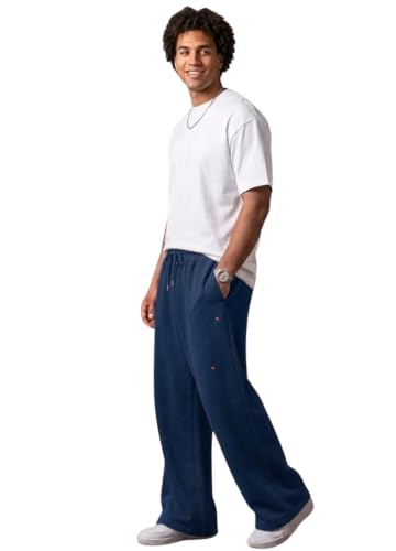 Image of Pure Cotton Men's Baggy Lower | Lower for Man Loose Fit with Pockets & Elastic Waist I Baggy fit Lowers for Gym, Jogging & Casual Wear