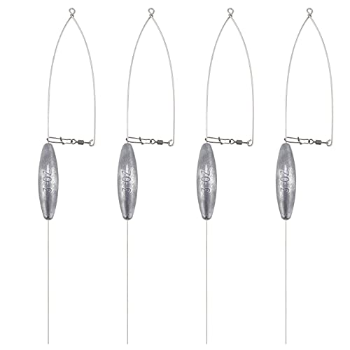 Dr.Fish 4 Pack Bottom Bouncer for Walleye Rigs, Trolling Lead Fishing Weight Sinkers with Stainless Steel Wire Freshwater Fishing 1oz Unpainted