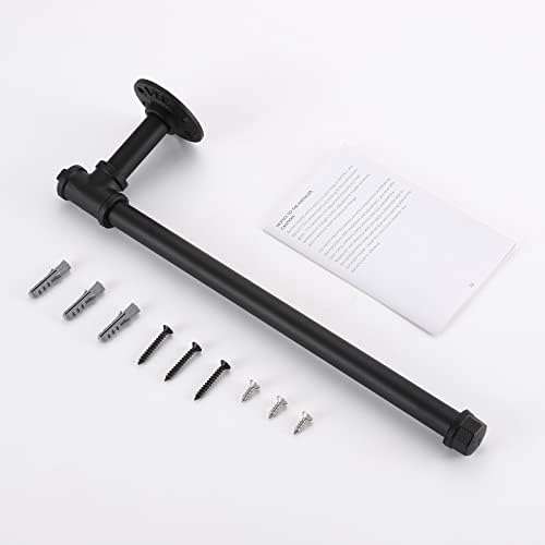 KES Black Kitchen Roll Holder Wall Mounted, Industrial Kitchen Roll Dispenser Under Cabinet Rustic Paper Towel Holder Pipe Iron Style, KPH503-BK
