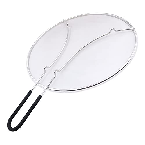 Splatter Screen Ultra Fine Mesh Screen 13" Stainless Steel Grease Splatter Guard With Silicone Handle And Resting Feet, Oil Splatter Guard Frying Pan Cover Splatter Shield For Cleaner Kitchen #TOP11