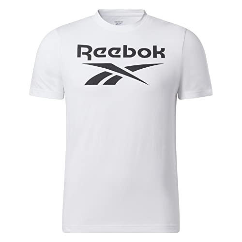 Reebok Men's Identity Stacked Logo T-Shirt, White/Black, XL