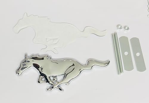 Image of Emblems for Car & Bike Metal Lo.go and Grill Me.tal Lo.go, Auto Accessories for Car Emblem 3D Badge Auto Racing Sport Sticker Grand Tourer Decal. (Chrome Metal Horse Grill Logo)
