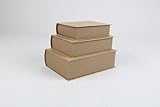 Die drei Größen (16x21,5x6,5cm, 14x18,5x5cm, 12x15,5x4cm) bieten vielseitige Einsatzmöglichkeiten - von der Aufbewahrung kleiner Gegenstände bis hin zu Portemonnaies oder Dokumenten.