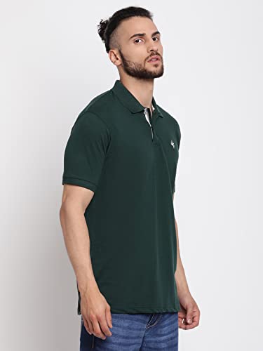 Image of Cantabil Men's Cotton Blend Solid Polo Neck T-Shirt (Regular Fit)