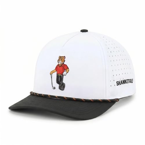 SHANKITGOLF Tiger Golf Hat - Premium Adjustable Rope Cap - Funny Golf Accessories for Men - Classic Black Golf Hats - Sun Protection - Perfect Golf Gift
