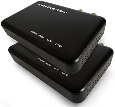 MoCA 2.5 Adapter with Dual 2.5GbE Ports (2-Pack) | Extended E Band (400–900MHz) | Satellite TV Compatible | 2.5Gbps Wired LAN for Streaming, Gaming, Mesh WiFi | Includes Cables | KB-M3-02E