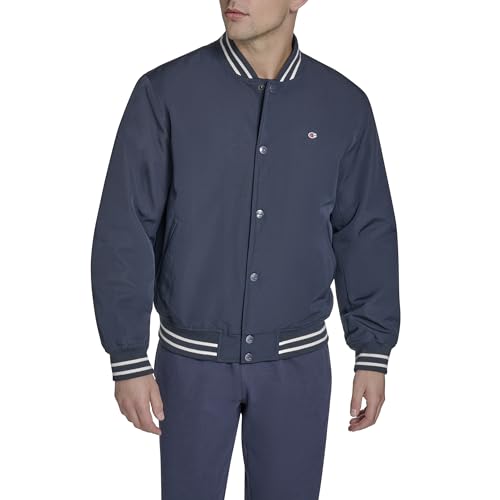 Image of Champion Men's Logo Striped-trim Varsity Jacket