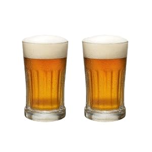 simpa Traditional Clear Chunky Glass Beer Stein 600ml – Set of 2 Heavyweight German-Style Beer Mugs with Vertical Line Detailing – Classic Pint Stein Glasses
