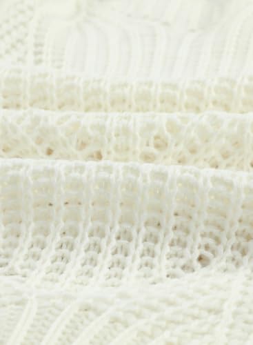 Image of Dokotoo Womens Sweaters 2026 Crewneck Cute Elegant Soft Long Sleeve Hollow Cable Knit Pullover Tops