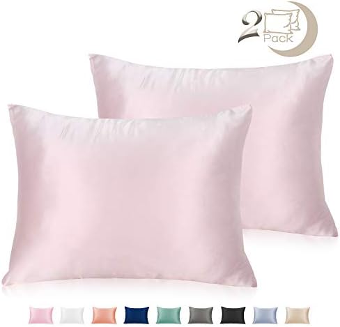 Adubor Satin Pillowcase 2 Pack Silky Pillow Cases for Hair and Skin, Pillow Cases Covers with Envelope Closure (Queen: 20''x30'', Rouge Pink)