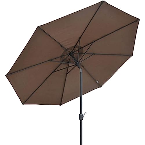 9.8ft Patio Umbrella - Waterproof & Fade-Resistant Outdoor Sunshade with Crank, 8 Sturdy Ribs, Ideal for Beach, Garden & Deck Use, Includes Base for