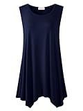 LARACE Womens Plus Size Tank Tops Summer Sleeveless Shirts Casual Loose Tunic Blouses(Navy Blue L)