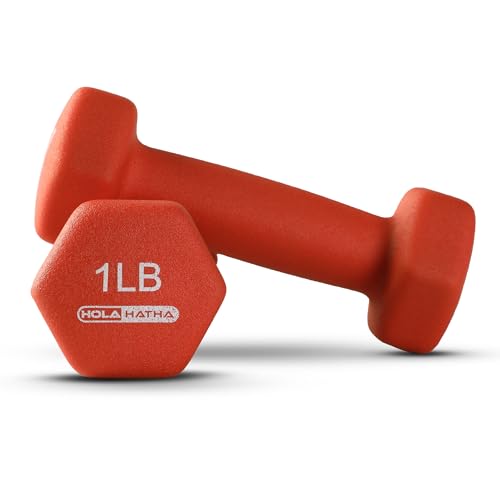 HolaHatha Neoprene Dumbbell Weights Set with Rack, 12 Lbs, Blue/Red - image 6