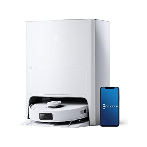 ECOVACS DEEBOT T10 OMNI Robot Vacuum and Mop Combo, Auto Self-Emptying, Auto Mop Cleaning, Hot Air Drying, 5000Pa Suction, OZMO TURBO Deep Mopping with Precision Mapping and Obstacle Avoidance, White Cover