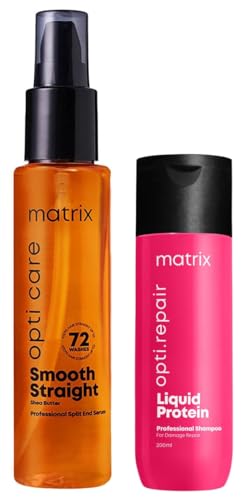 MATRIX Opti.Care Professional ANTI-FRIZZ Hair Serum | with Shea Butter (100ml) & Matrix Opti.Repair Professional Liquid Protein Shampoo, 200ml Combo