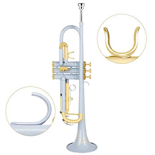 Eastrock Bb Trumpet Standard Trumpet Set With Carrying Case,Gloves, 7C Mouthpiece, Cleaning Kit, Tuning Rod, Gray (Hand Carved Craft) #TOP5