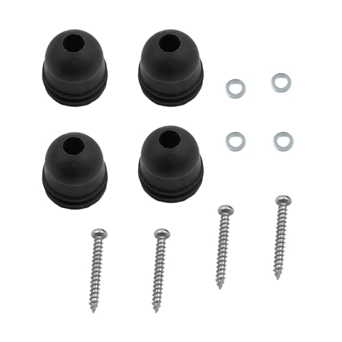 D1859 Rubber Screw On Bumpers, Black Round Door Bumper with Stainless Steel Screws &amp; Washers for Patio Sliding Doors, Shed Doors &amp; Cabinets, Prevents Slamming &amp; Damage 1" x 1".