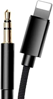 Aux Cord for iPhone, Apple Lightning to 3.5mm Nylon Braided Audio Stereo Cable for iPhone 13 12 11 XS XR X 8 7 6 iPad iPod to Car Home Stereo Speaker Headphone, 3.3FT Black