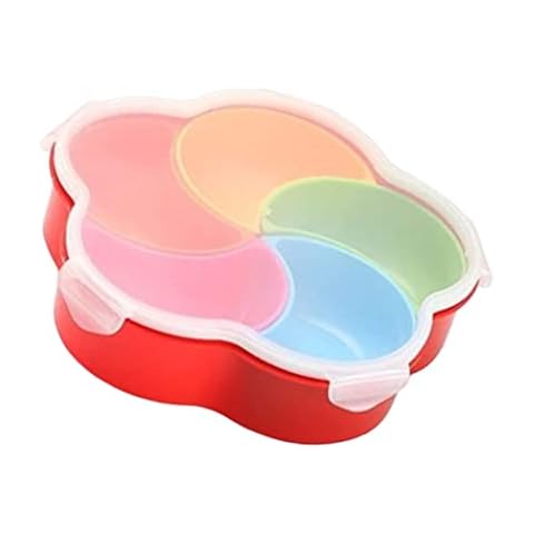 Snack Serving Tray Serving Platters Plastic 5 Compartment Appetizer Platter Sealed Food Server Dishes with Lid Style2) Cover