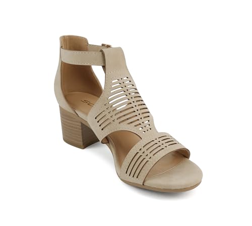 Image of Soda inchNorway inch ~ Women Open Toe Closed Back Counter Cutout Upper Low Block Heel Sandal with Adjustable Ankle Strap